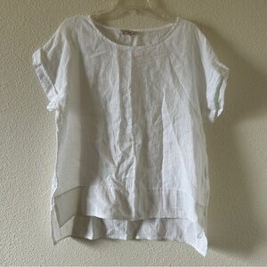 Ballambia 100% Linen Made In Italy Shirt Women’s Medium White Coastal Summer